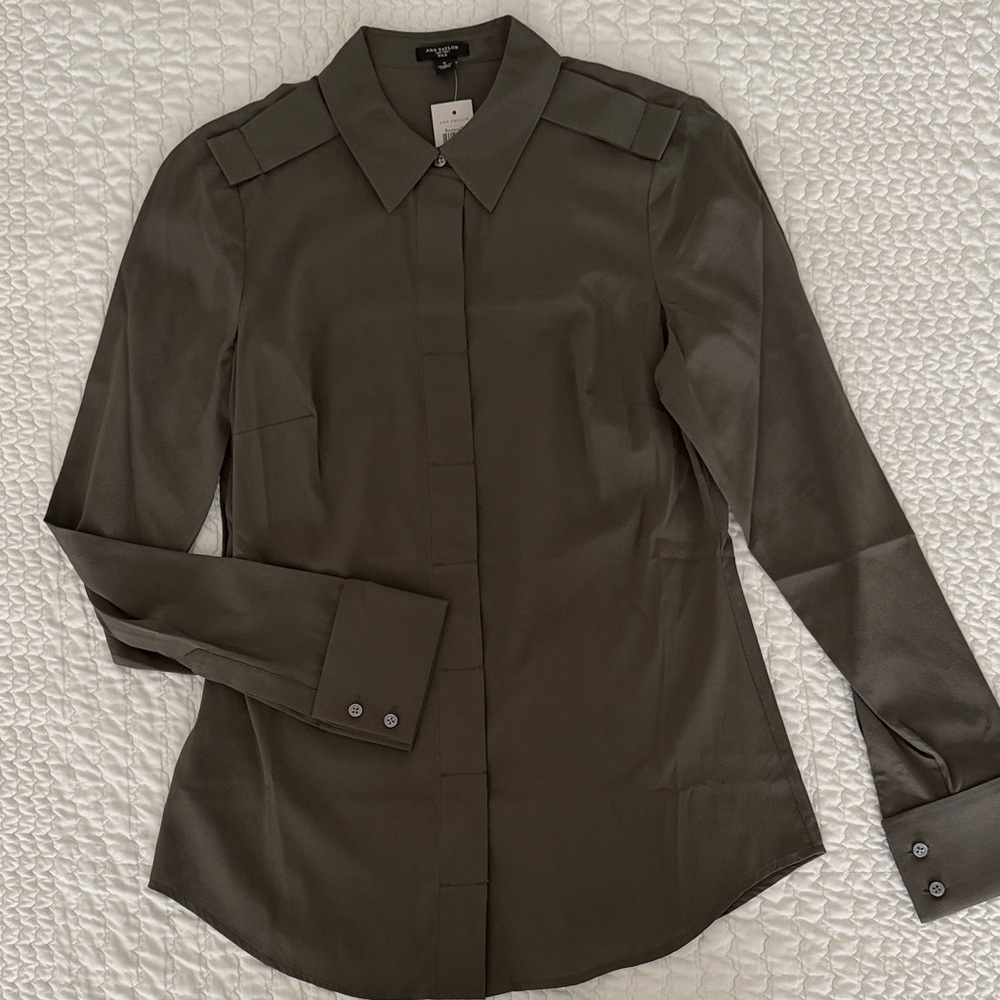NWT Silk Button Down Shirt by Ann Taylor